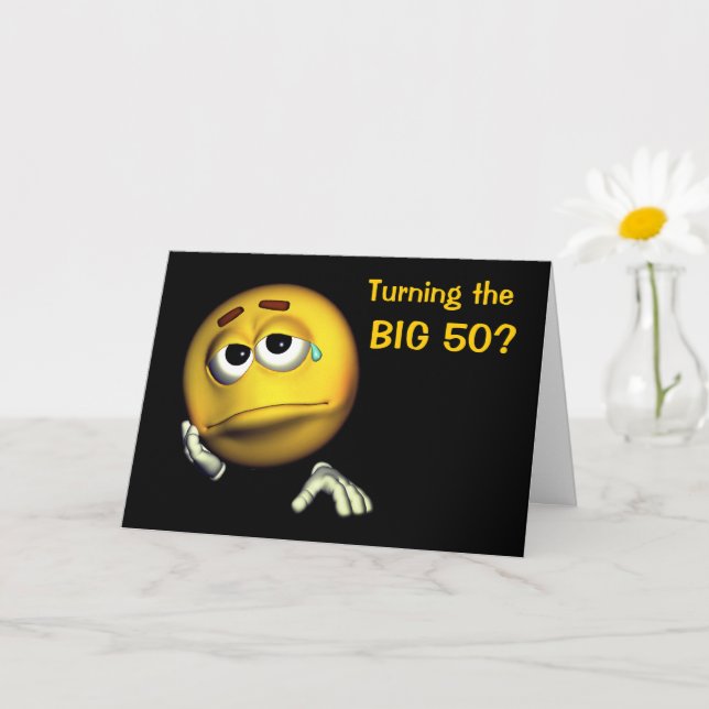 50th Birthday Sad Face Funny  Card (Small Plant)