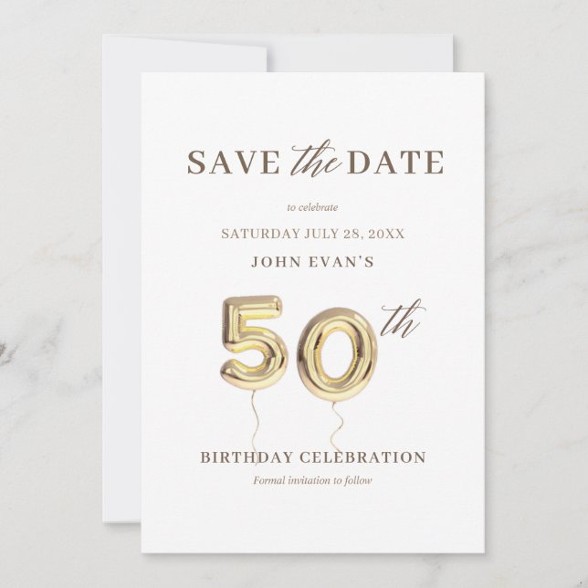 50th Birthday Save the Date Card (Front)