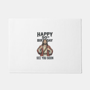 50th Birthday See You Soon Religious Humour Design Doormat