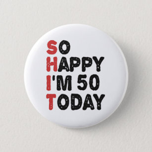 59mm Button Badge Gift! Keep CALM 'Personalised' 50th Red Birthday Badge 
