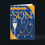 50th Birthday Son - Champagne Glass Card<br><div class="desc">50th Birthday Son - Champagne Glass</div>