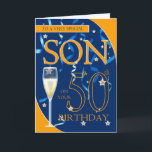 50th Birthday Son - Champagne Glass Card<br><div class="desc">50th Birthday Son - Champagne Glass</div>