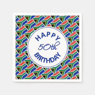 50th Birthday SOUTH AFRICA FLAG Custom Paper Napkin