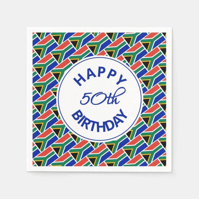 50th Birthday SOUTH AFRICA FLAG Custom Paper Napkin (Front)