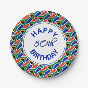 50th Birthday SOUTH AFRICA FLAG Custom Paper Plate