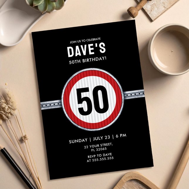 50th Birthday Speed Limit  Invitation (Creator Uploaded)