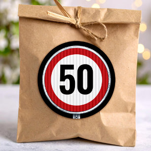 50th Birthday Speed Limit Sign - ANY AGE  Classic Round Sticker