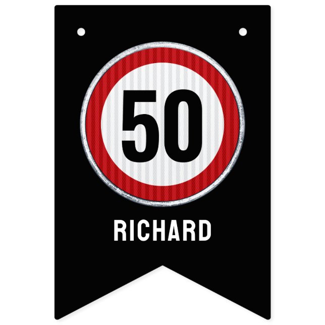 50th Birthday Speed Limit Sign CUSTOM AGE & NAME (Second Flag)