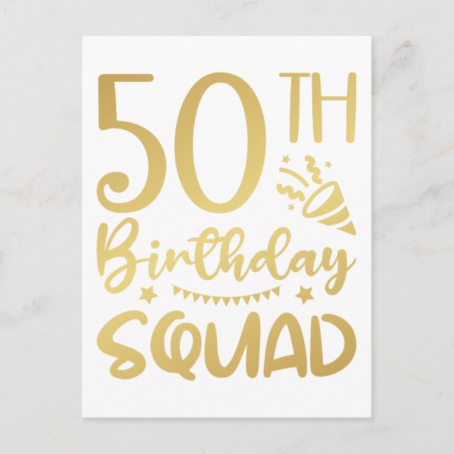 50th Birthday Squad 50 Party Crew Postcard (Front)