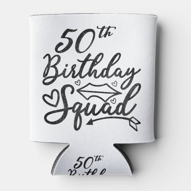 50Th Birthday Squad Party Birthday Bday Silver Can Cooler (Front)