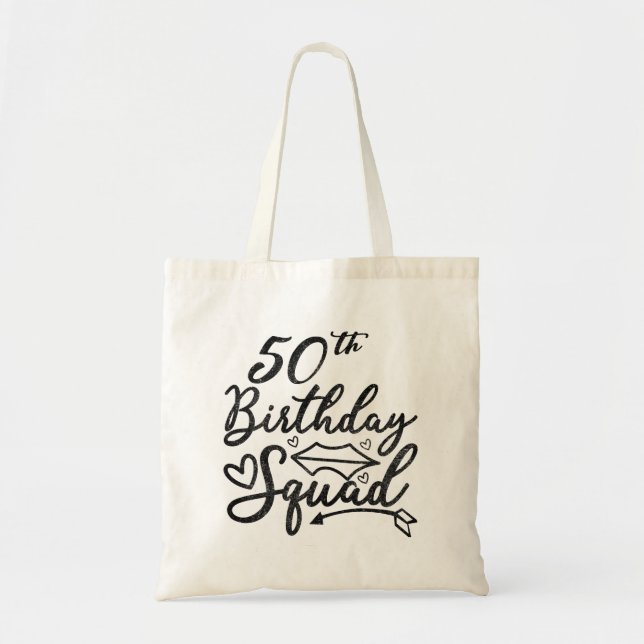 50Th Birthday Squad Party Birthday Bday Silver Tote Bag (Front)