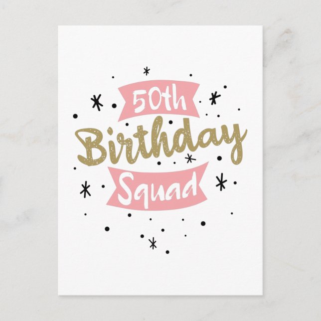 50th Birthday Squad Postcard (Front)