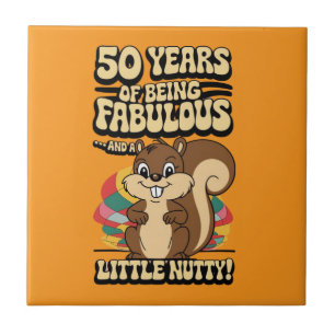 50th birthday squirrel drinking mats tile