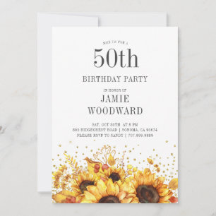 50th Birthday Sunflowers Invitation