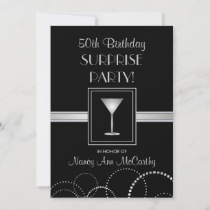 50th Birthday Surprise Party Elegant Invitations
