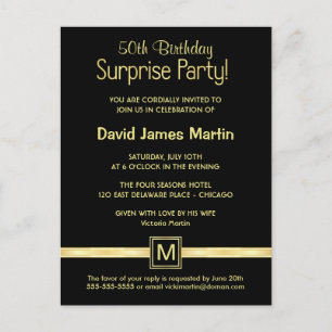 50th Birthday Surprise Party - Sample Invitations