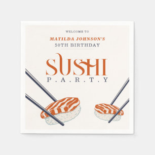 50th Birthday Sushi Party Simple Retro Napkin