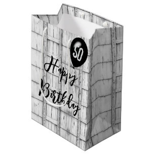 50th Birthday Symmetrical Rustic Wood Pattern Medium Gift Bag