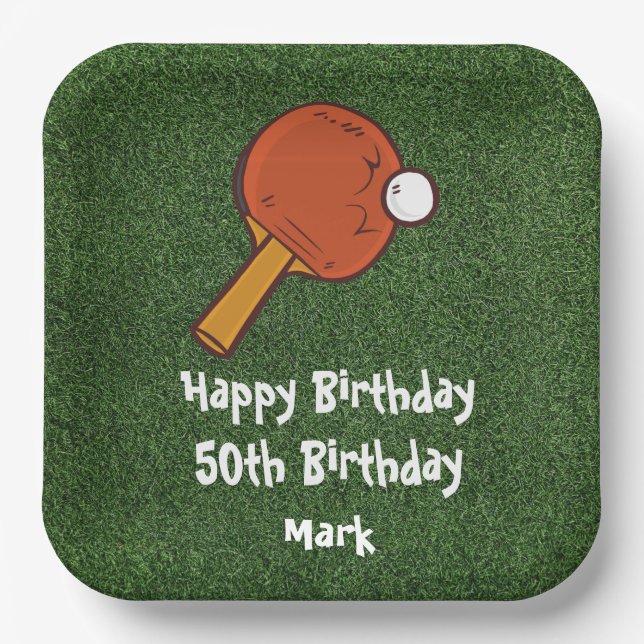  50th Birthday Table tennis ping pong Paper Plate (Front)