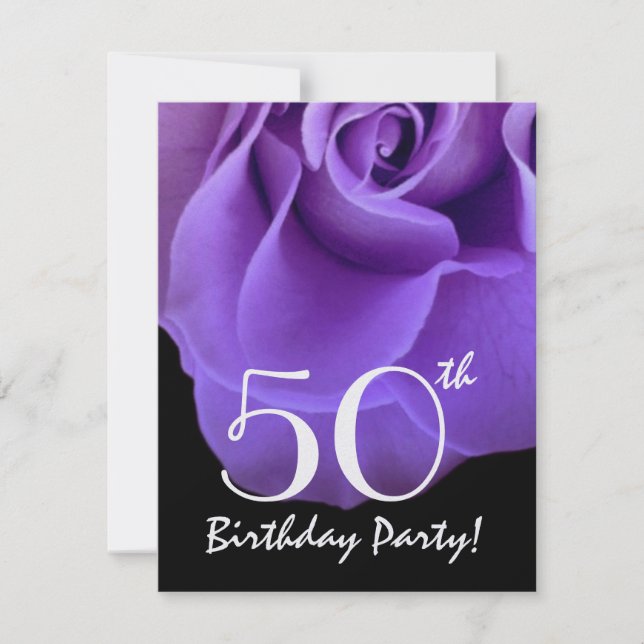 50th Birthday Template Purple Rose For Her W419 (Front)