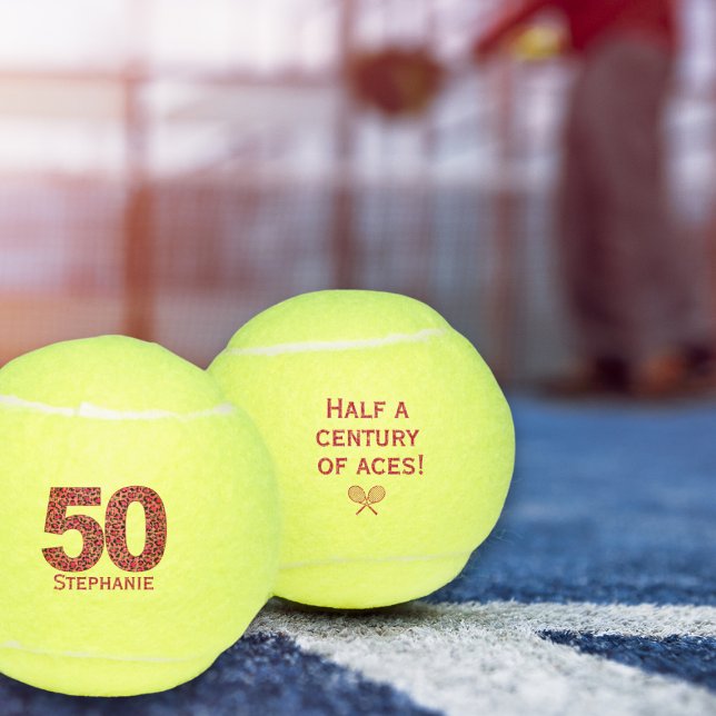 50th birthday tennis ball leopard number 50 gift (Creator Uploaded)