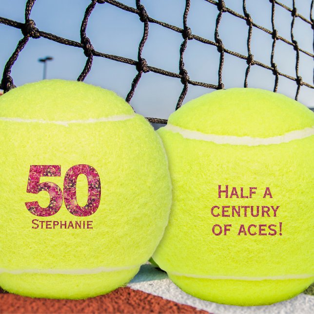50th birthday tennis ball pink number 50 year gift (Creator Uploaded)