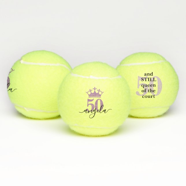 50th Birthday Tennis Court Queen Personalised Tennis Balls (Multi)