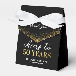 50th Birthday Thank You Black Gold Favour Box