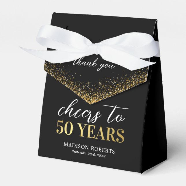 50th Birthday Thank You Black Gold Favour Box (Front Side)