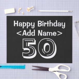 50th Birthday Themed Personalised Tissue Paper