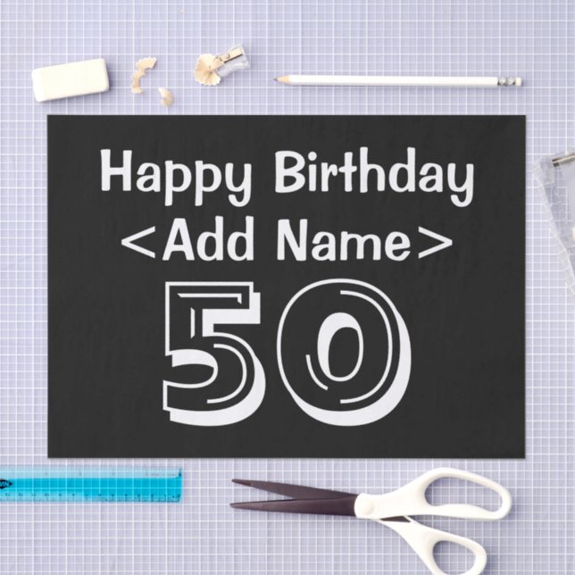 50th Birthday Themed Personalised Tissue Paper (Craft)