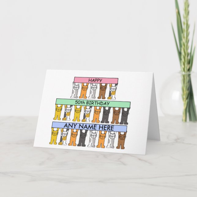 50th Birthday to Customise with any Name. Card (Front)