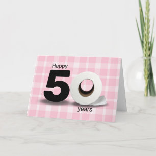 50th Birthday Toilet Paper Roll on Plaid Card