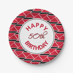50th Birthday TRINIDAD FLAG Custom Paper Plate