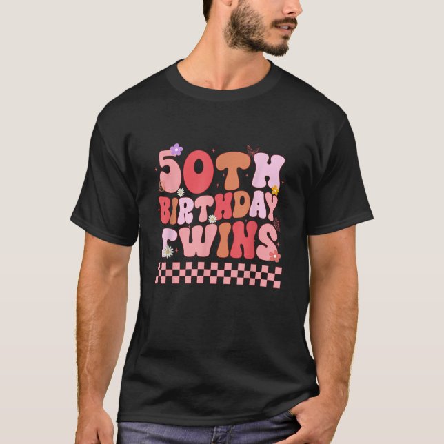 50th Birthday Twins 50 years old Matching Sibling  T-Shirt (Front)