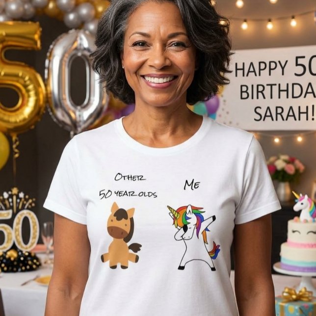 50th Birthday Unicorn Funny Horse Dabbing gift T-Shirt (Creator Uploaded)