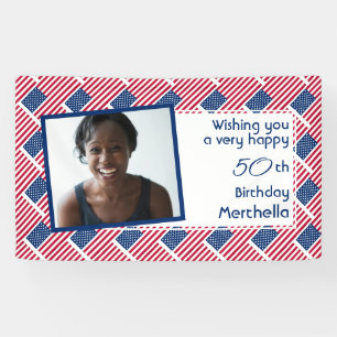 50th Birthday USA AMERICAN FLAG Photo Banner