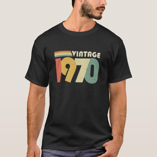 50th Birthday, Vintage 1970 Distressed Design T-Shirt (Front)