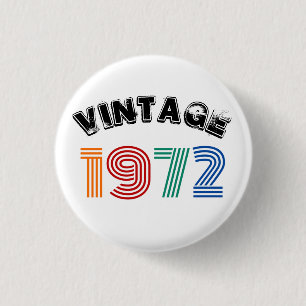 50th Birthday Vintage 1972   3 Cm Round Badge