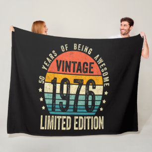 50th Birthday Vintage 1976 Limited Edition  Fleece Blanket