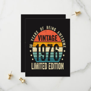 50th Birthday Vintage 1976 Limited Edition  Save The Date