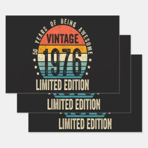 50th Birthday Vintage 1976 Limited Edition Wrapping Paper Sheet