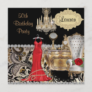 50TH BIRTHDAY VINTAGE BLING  Invitation