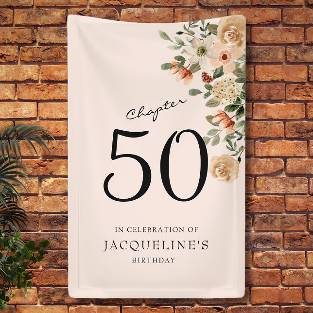 50th Birthday Vintage Floral Banner (Our elegant 50th Birthday vintage floral banner from Zazzle can transform your party's atmosphere)