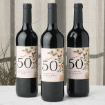 50th Birthday Vintage Floral Wine Label<br><div class="desc">Transform any wine bottle into a memorable keepsake for a 50th birthday celebration with our charming Vintage Floral Wine Labels. Discover how these customisable Zazzle designs elevate your party décor and make the perfect gift for the wine enthusiast turning 50!</div>