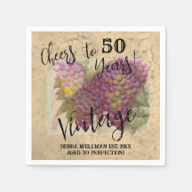 50th Birthday Vintage Watercolor Wine Themed