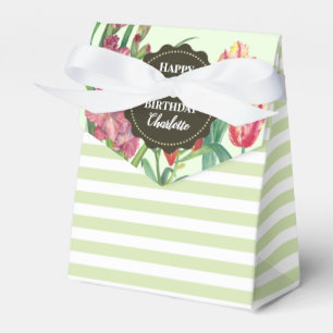 50th Birthday Warm Floral Spring Blooms Stripes Favour Box