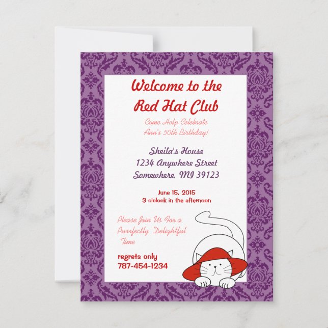 50th Birthday Welcome to the Red Hat Club Party Invitation (Front)