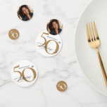 50th Birthday White Gold Elegant Calligraphy Chic Confetti<br><div class="desc">50th Birthday White Gold Elegant Calligraphy Chic Confetti. And elegantly designed special birthday celebration invitation,  featuring a custom photo of birthday person and script calligraphy with vintage flourish elements. Simple enough to fit a variety of themes and colours!
Need help? Simply contact me!</div>