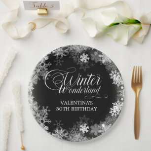 50th Birthday Winter Wonderland Snowflake Favour Paper Plate